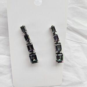 Elegant Silver Mystic Fire Topaz Drop Earrings